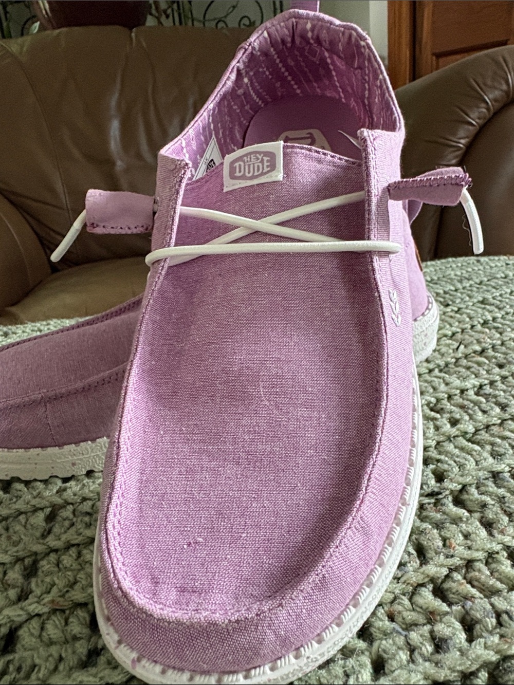 Hey Dude Lavender Pink Canvas Slip-On Moccasins